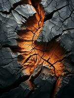 een abstract beeld van een brand brandend in een barst in de grond generatief ai foto