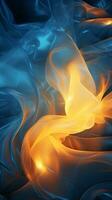 een abstract beeld van vlammen Aan een blauw achtergrond generatief ai foto