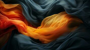 een abstract beeld van oranje blauw en zwart kleding stof generatief ai foto