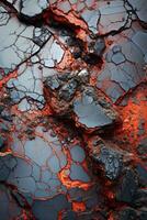 een beeld van lava en rotsen met rood en zwart verf generatief ai foto