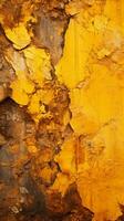 een beeld van geel verf pellen uit van een muur generatief ai foto