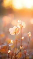 mooi herfst bloemen in een veld- met zonlicht schijnend Aan hen generatief ai foto