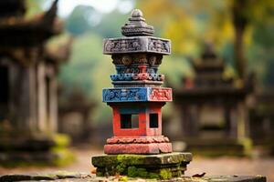 kleurrijk pagode in een tempel in Thailand generatief ai foto