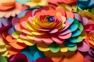 een kleurrijk bloem arrangement gemaakt van papier. ai-gegenereerd foto