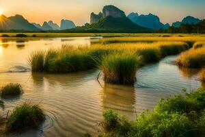 de li rivier- in China. ai-gegenereerd foto