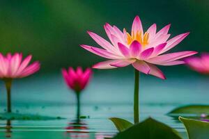 roze lotus bloemen in de water. ai-gegenereerd foto