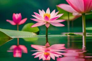 roze lotus bloemen in de water. ai-gegenereerd foto