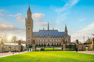 de Internationale rechtbank van gerechtigheid in de vrede paleis in haag foto