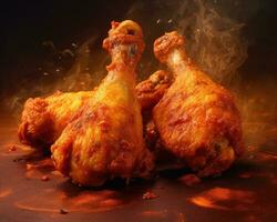 heerlijk gebakken kip rooster detailopname studio fotografie. voedsel recept, menu ontwerp concept. ai gegenereerd foto