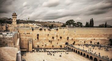 Overzicht van de western muur in Jeruzalem generatief ai foto