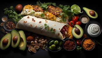 versheid en kruid in een eigengemaakt Mexicaans fijnproever avocado guacamole gegenereerd door ai foto