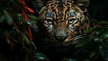 majestueus Bengalen tijger staren, wild schoonheid in natuur, gestreept vacht gegenereerd door ai foto