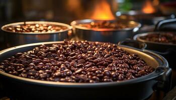 koffie kop stoomt met vers, geurend, verslavend aroma in koffie winkel gegenereerd door ai foto