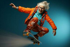 vrouw gek skateboard oud achtergrond foto