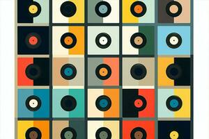 geluid naadloos vinyl ontwerp behang disco musical retro patroon Vermelding wijnoogst foto