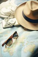 hoed kaart reiziger vakantie wijnoogst foto