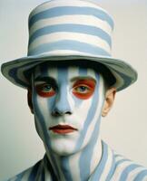 Mens circus ventilator verf mime trots rood portret kunst natie gezicht clown foto
