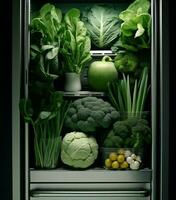 groen koelkast vers eetpatroon voedsel foto
