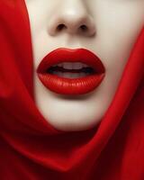 vrouw zwart stijl mode hand- dame gezicht schoonheid mode rood lippenstift retro foto