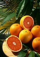 sappig citrus eetpatroon oranje gesneden vers voedsel rijp biologisch fruit foto