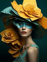 vrouw portret wijnoogst knal kunst mode schoonheid kapsel bloemen concept kunst ontwerp foto