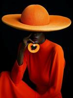 mode vrouw papaja oranje foto