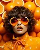 vrouw portret fruit schoonheid oranje foto