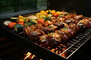 bbq voedsel partij zomer grillen vlees ai generatief foto