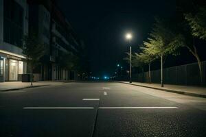 leeg ruimte Aan de straat Aan de nacht. achtergrond. ai generatief pro foto