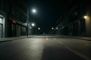 leeg ruimte Aan de straat Aan de nacht. achtergrond. ai generatief pro foto