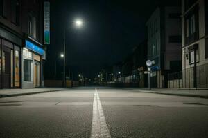 leeg ruimte Aan de straat Aan de nacht. achtergrond. ai generatief pro foto