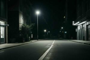 leeg ruimte Aan de straat Aan de nacht. achtergrond. ai generatief pro foto