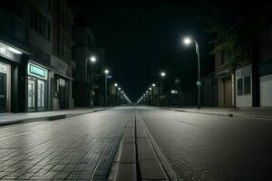 leeg ruimte Aan de straat Aan de nacht. achtergrond. ai generatief pro foto