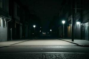 leeg ruimte Aan de straat Aan de nacht. achtergrond. ai generatief pro foto