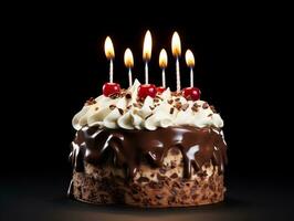 verjaardag taart met kaarsen Aan geïsoleerd achtergrond ai generatief foto