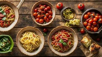 passie voor pasta met een boeiend fotograaf met authentiek spaghetti alla amatriciana. ai generatief foto