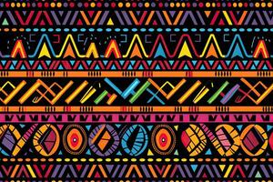 naadloos patroon met etnisch aztec ornament. vector illustratie, etnisch kleding stof patroon, Afrikaanse tribal patroon in kleurrijk, ai gegenereerd foto