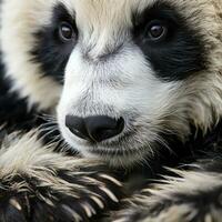 een detailopname van een panda's poot met haar uniek foto