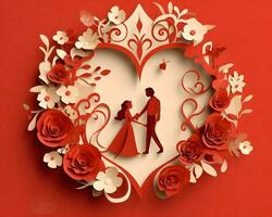 schattig liefde papier kunst Valentijn dag. met lief generatief ai foto