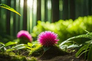 roze bloemen in de Woud. ai-gegenereerd foto