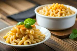 macaroni en kaas in een schaal. ai-gegenereerd foto
