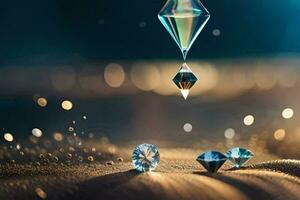 een diamant druppels van een kristal. ai-gegenereerd foto