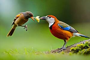 twee vogelstand zijn staand De volgende naar elk ander. ai-gegenereerd foto