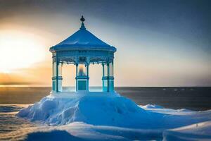 foto behang de lucht, sneeuw, de zee, de zon, de zee, de zee,. ai-gegenereerd