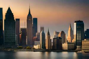 foto behang de stad, nieuw york, de rijk staat gebouw, de stad, de stad. ai-gegenereerd