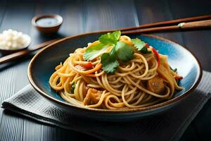 Chinese voedsel is een populair keuze voor mensen wie zijn op zoek voor een gezond en smakelijk maaltijd. ai-gegenereerd foto
