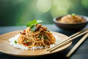 Chinese voedsel is een populair keuze voor mensen wie zijn op zoek voor een gezond en smakelijk maaltijd. ai-gegenereerd foto