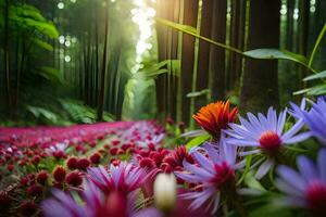 bloemen in de Woud, natuur, natuur fotografie, natuur, natuur fotografie, natuur fotografie,. ai-gegenereerd foto