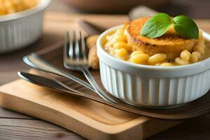 macaroni en kaas in een schaal. ai-gegenereerd foto