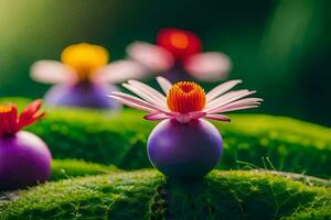 foto behang de lucht, bloemen, de zon, de gras, de groente, de planten,. ai-gegenereerd